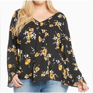 303-BS1-Torrid Floral V-Nevk Georgette Blouse